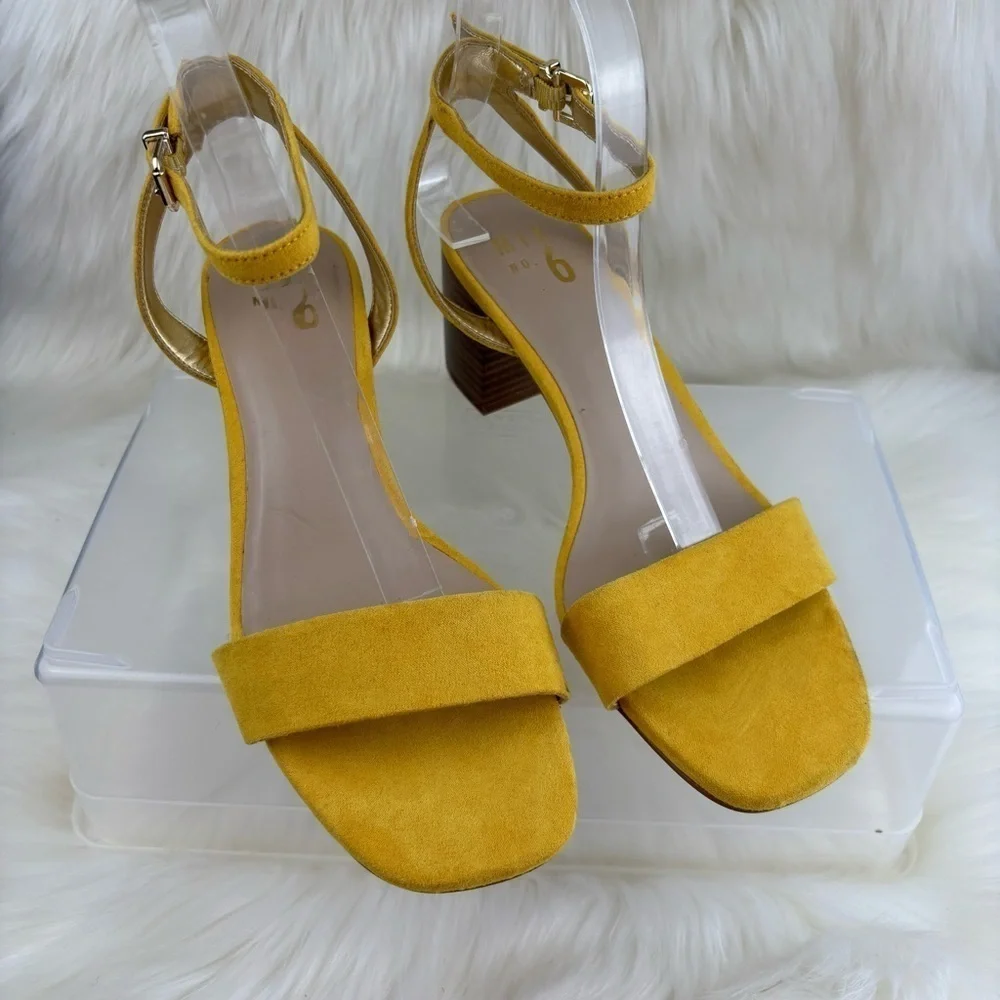 MIX NO.6 SUEDE HEELS SANDALS SIZE 8.5 WOMAN YELLOW COLOR